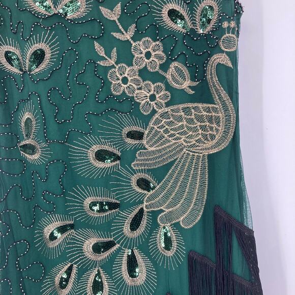 Elegant Black and Green Embellished Mini Dress - Picture 4 of 16